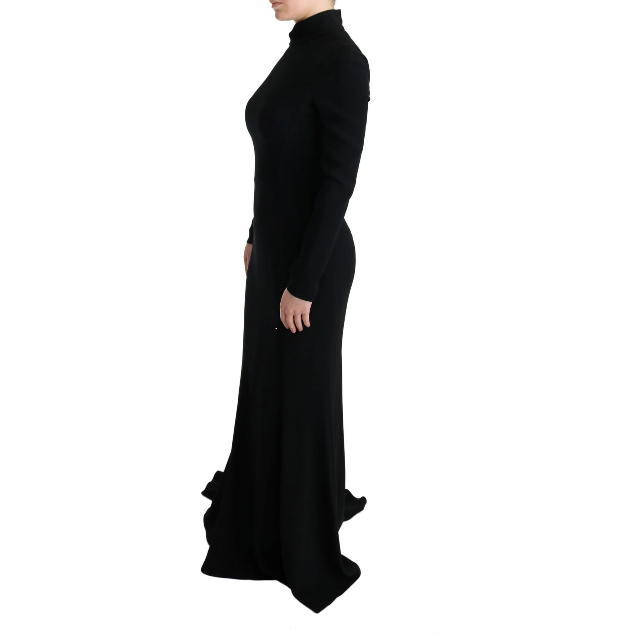 Black Stretch Long Gown Sheath Dress