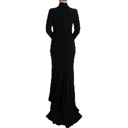 Black Stretch Long Gown Sheath Dress