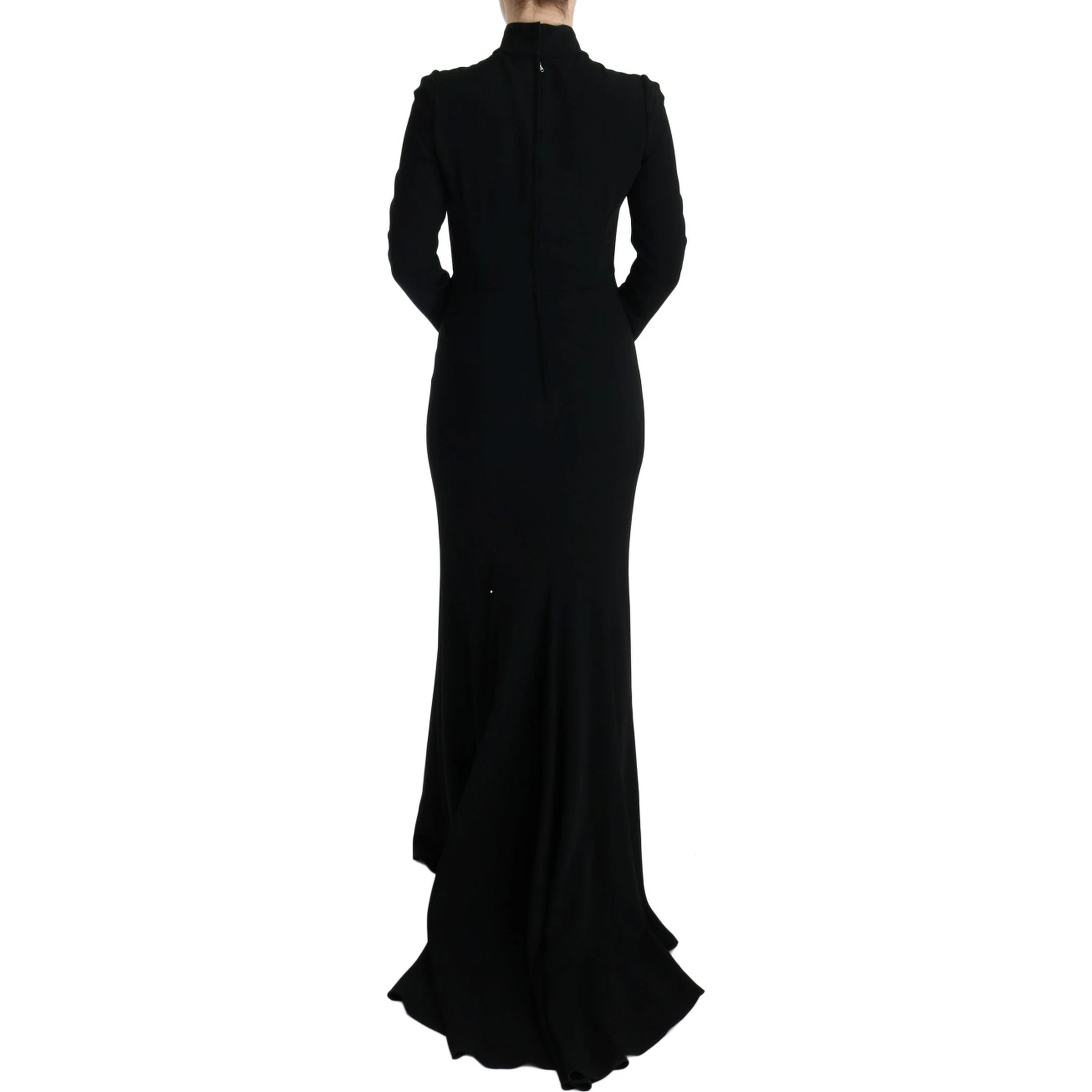 Black Stretch Long Gown Sheath Dress