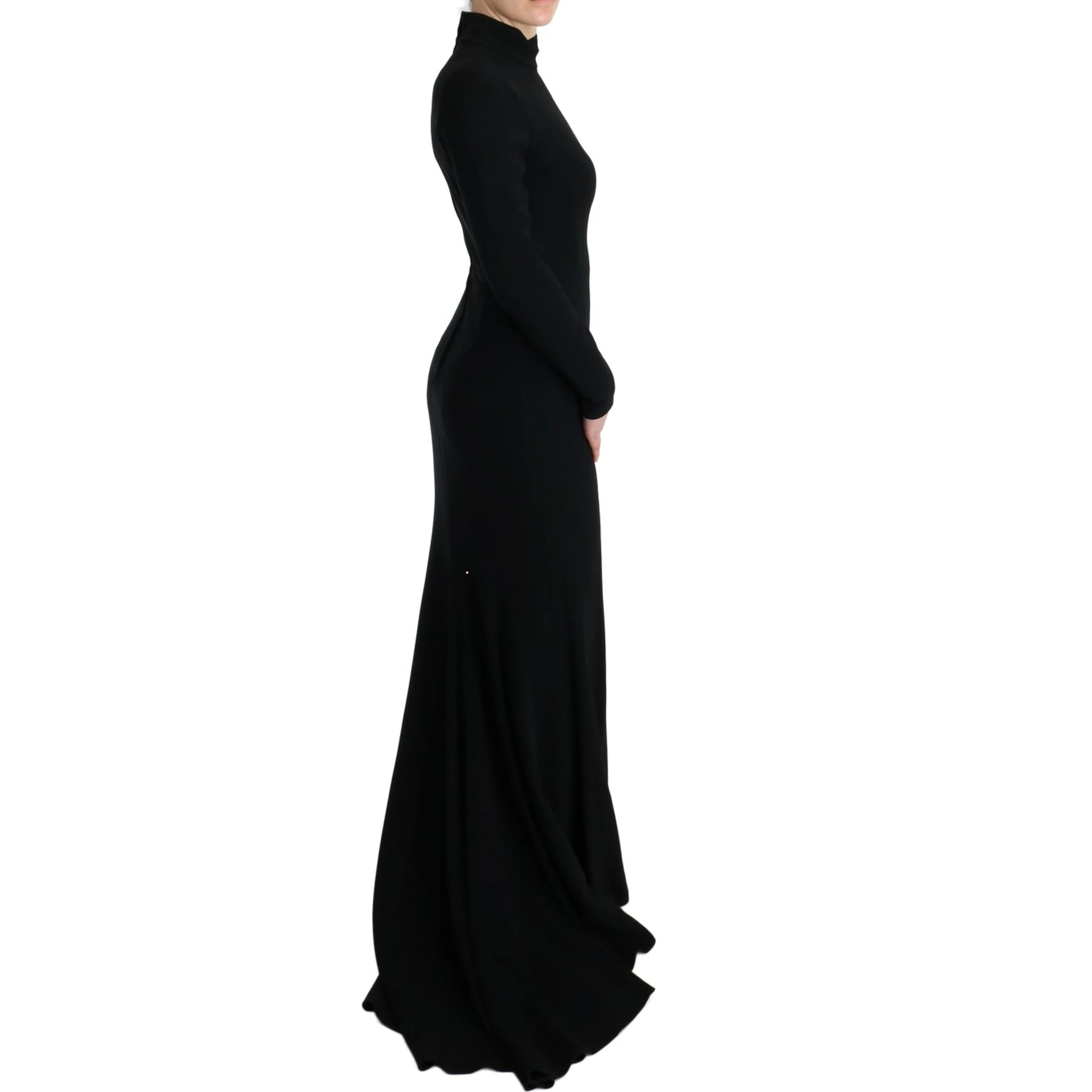 Black Stretch Long Gown Sheath Dress