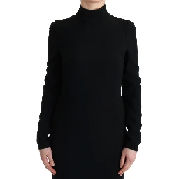 Black Stretch Long Gown Sheath Dress