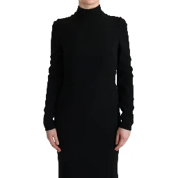 Black Stretch Long Gown Sheath Dress