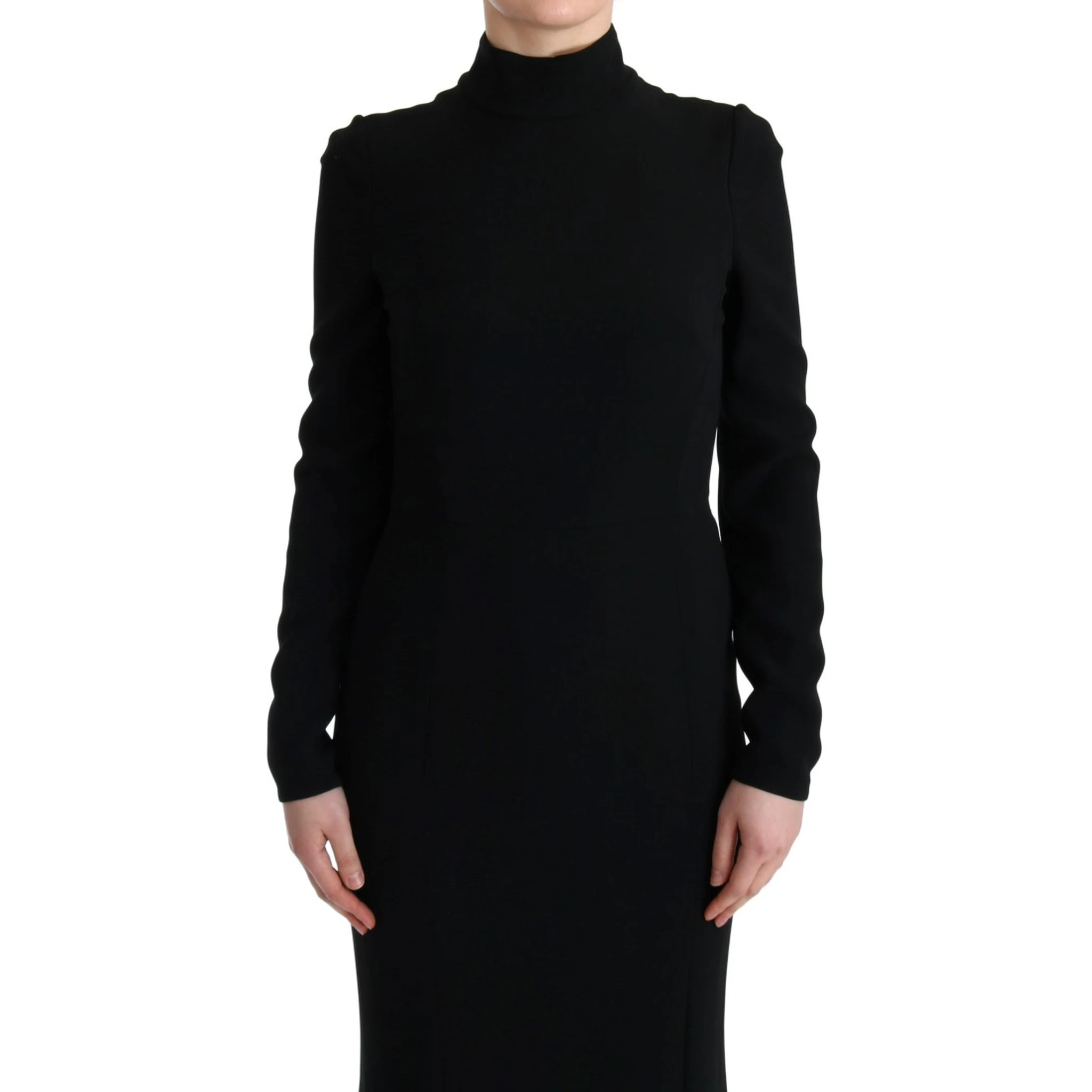 Black Stretch Long Gown Sheath Dress