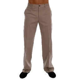 Beige Cotton Stretch Chinos Pants