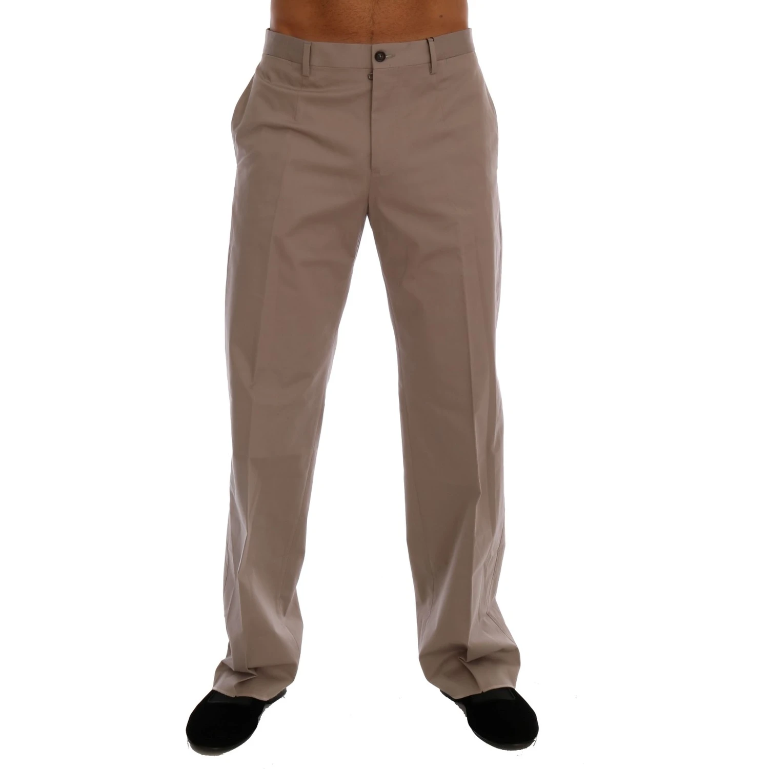 Beige Cotton Stretch Chinos Pants