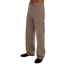 Beige Cotton Stretch Chinos Pants