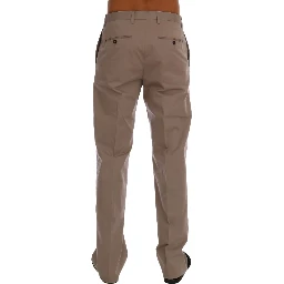 Beige Cotton Stretch Chinos Pants