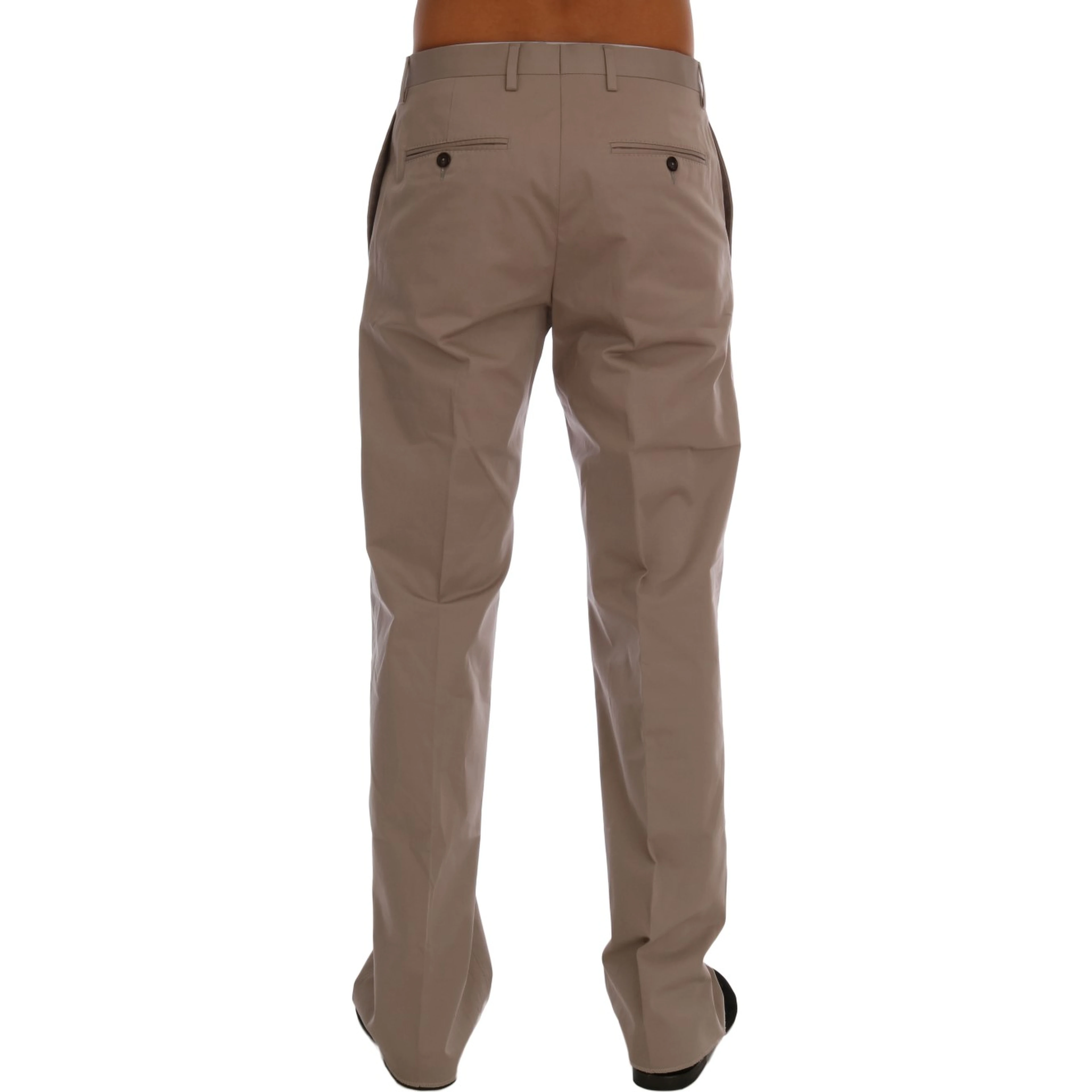 Beige Cotton Stretch Chinos Pants