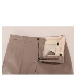 Beige Cotton Stretch Chinos Pants