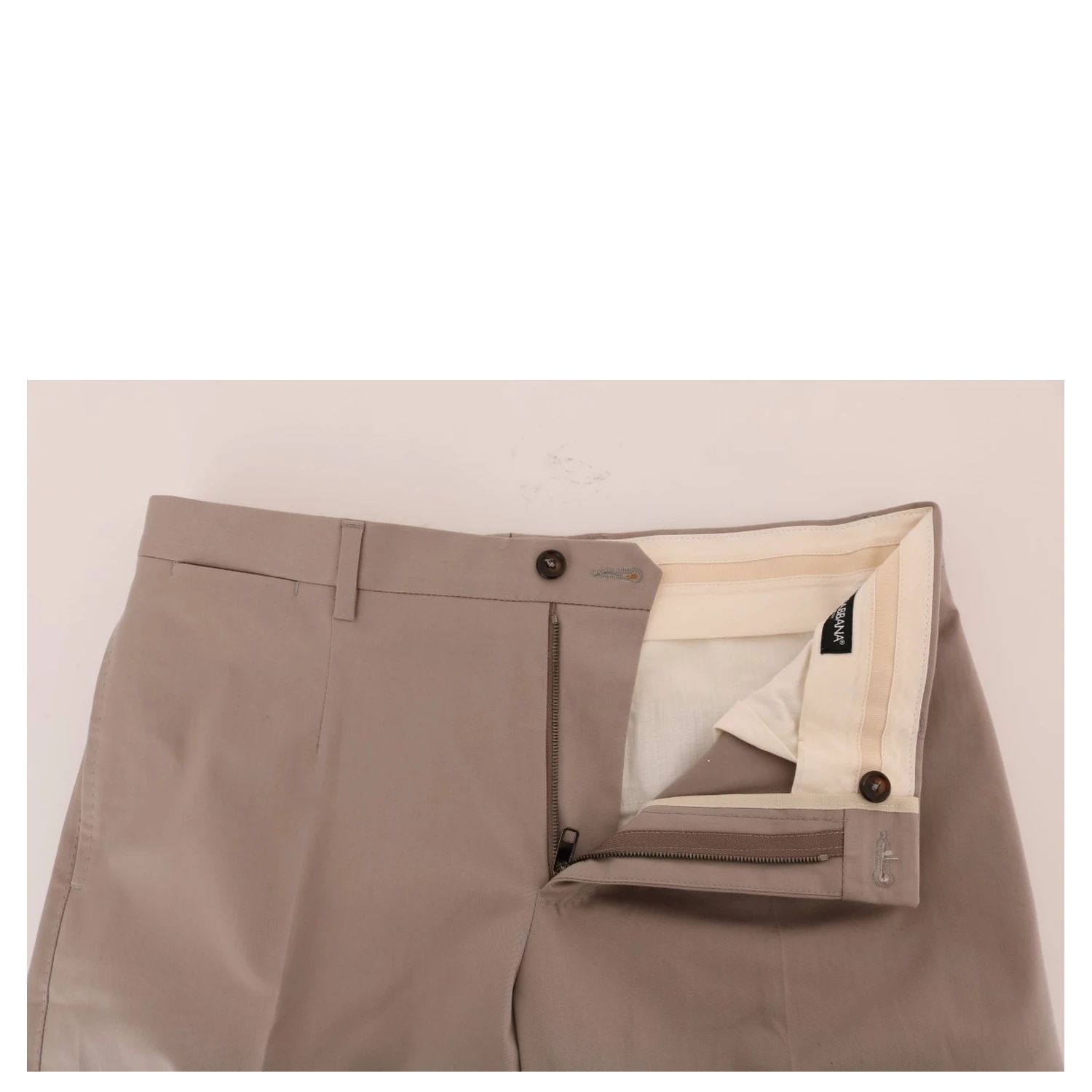 Beige Cotton Stretch Chinos Pants