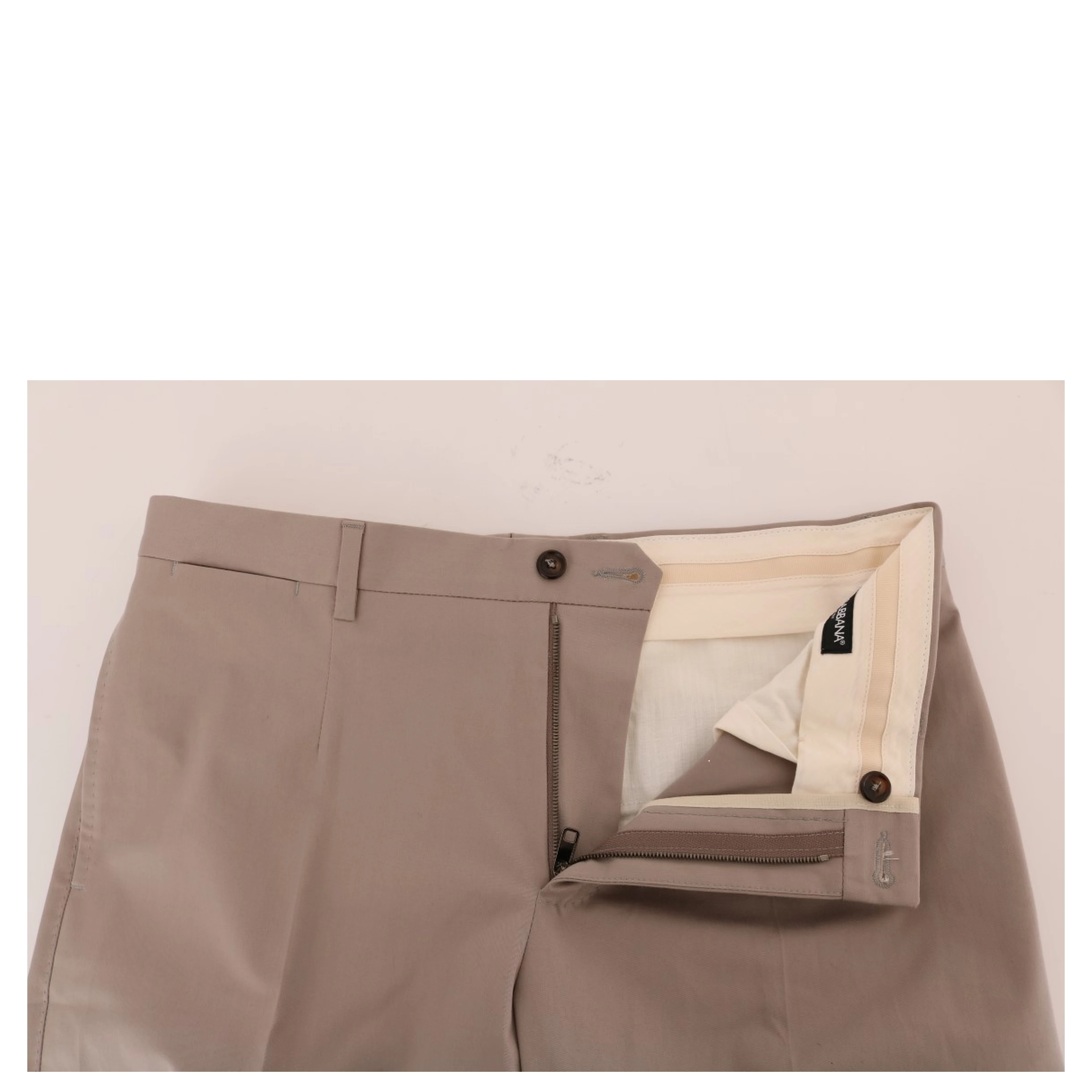 Beige Cotton Stretch Chinos Pants