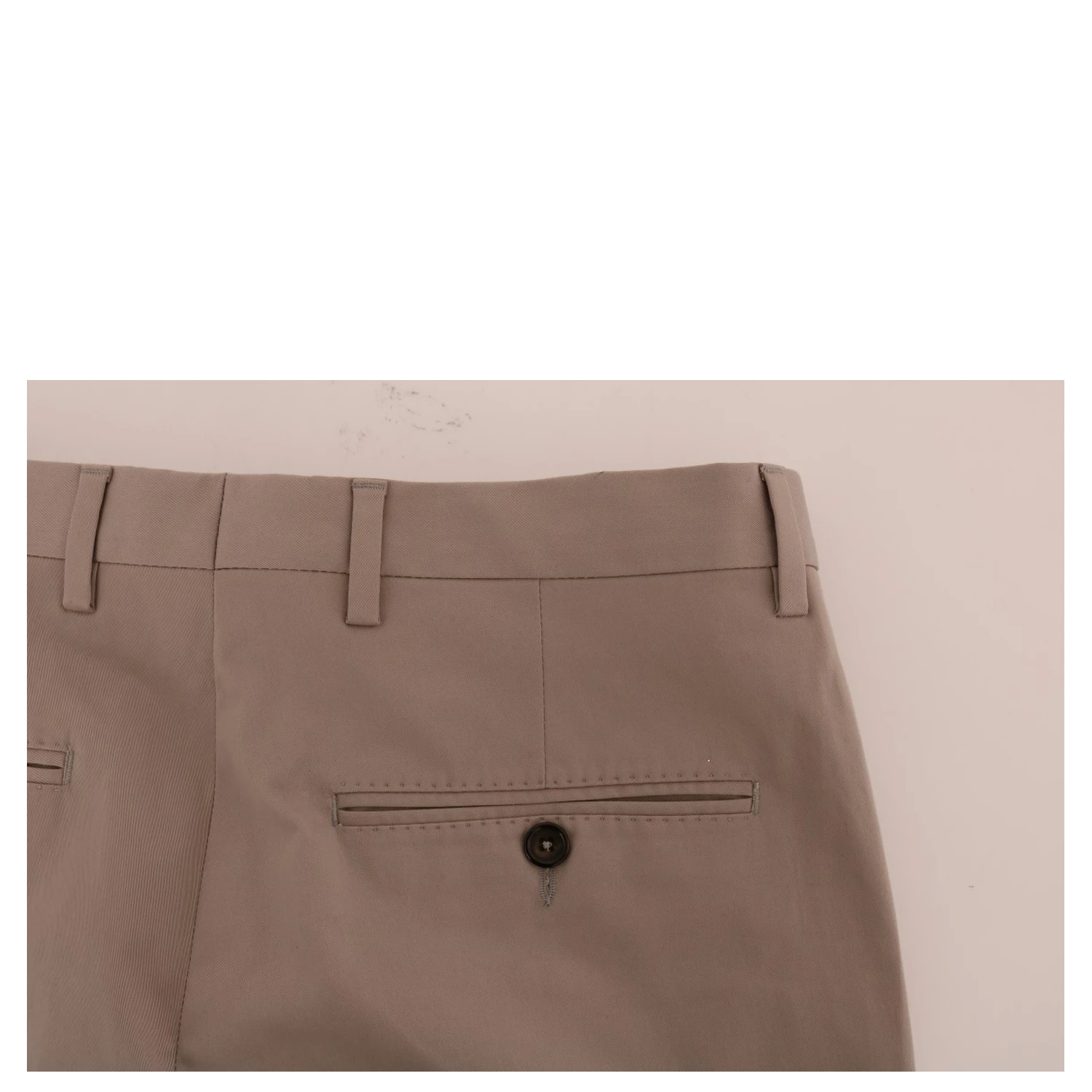 Beige Cotton Stretch Chinos Pants