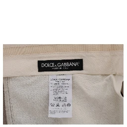 Beige Cotton Stretch Chinos Pants