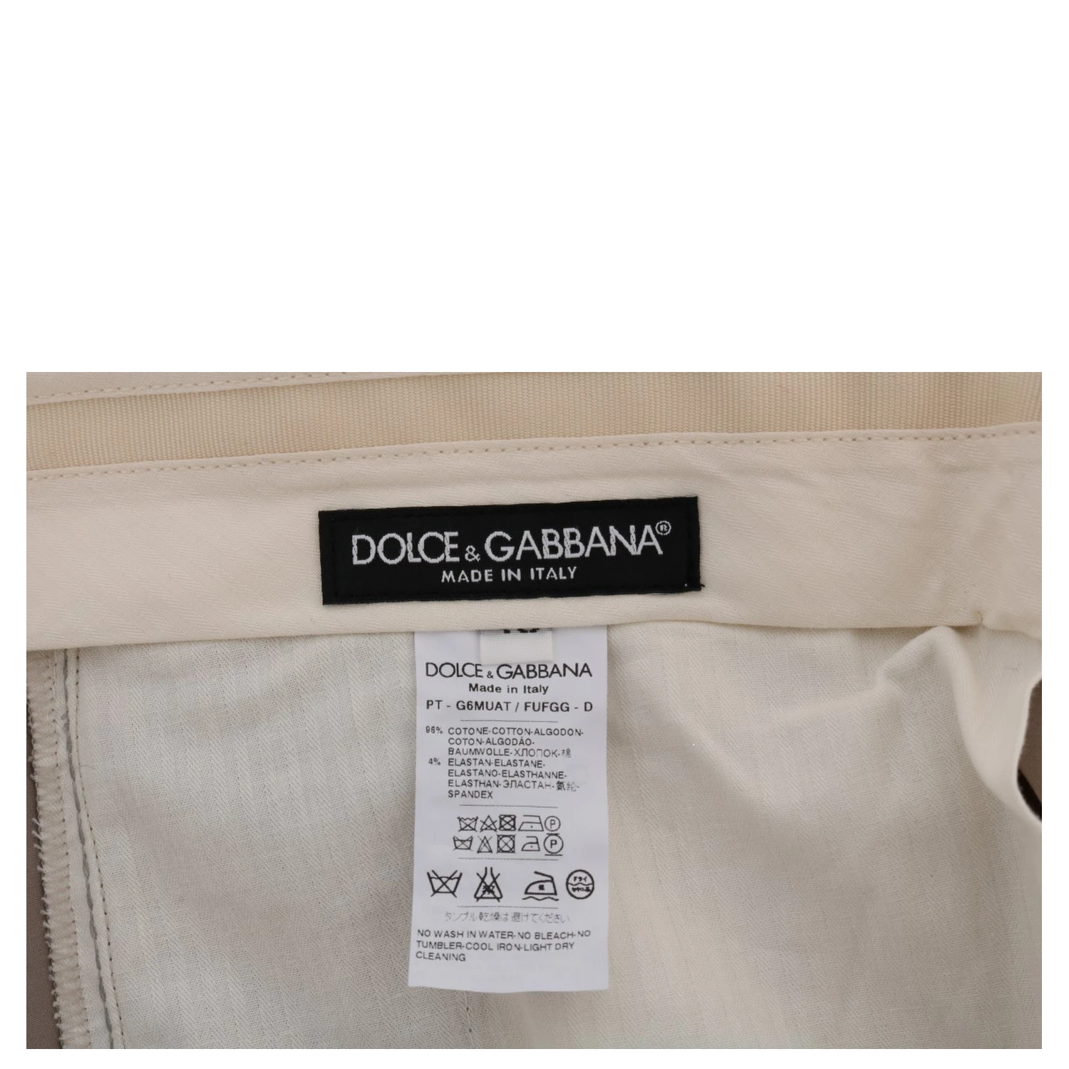 Beige Cotton Stretch Chinos Pants
