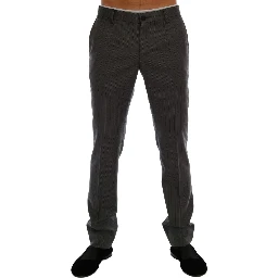 Gray Wool Striped Formal Pants