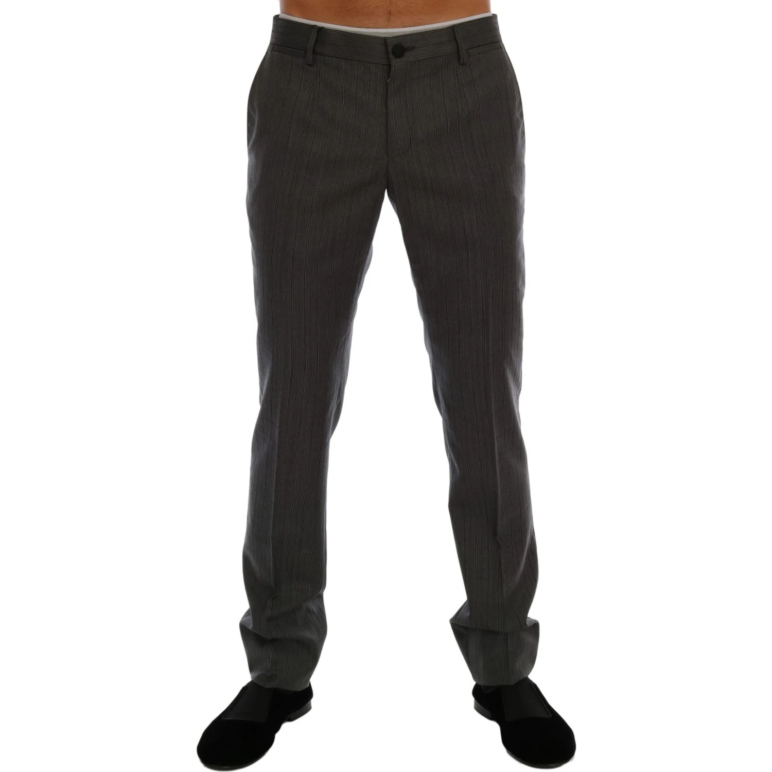 Gray Wool Striped Formal Pants