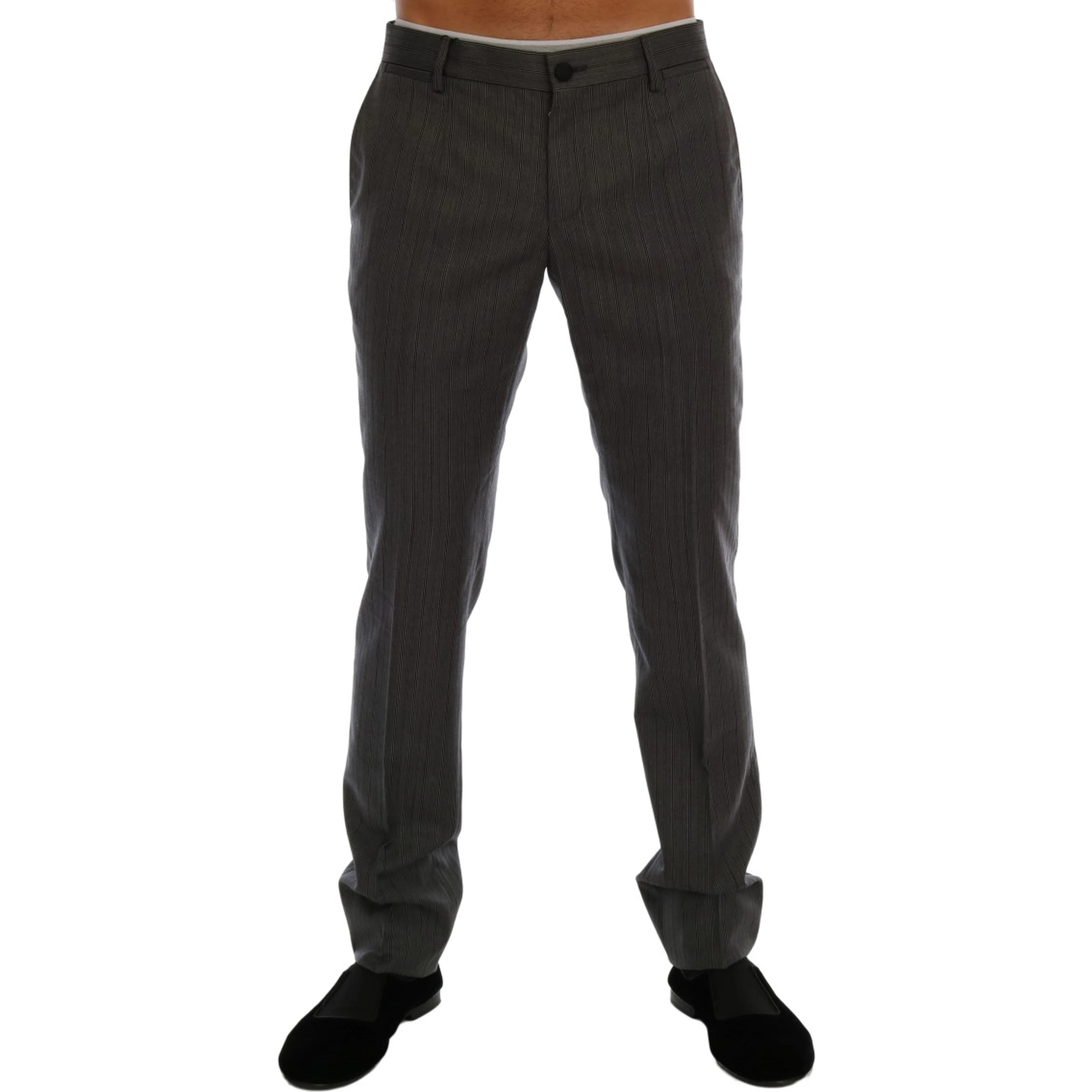 Gray Wool Striped Formal Pants
