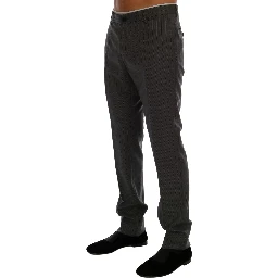 Gray Wool Striped Formal Pants