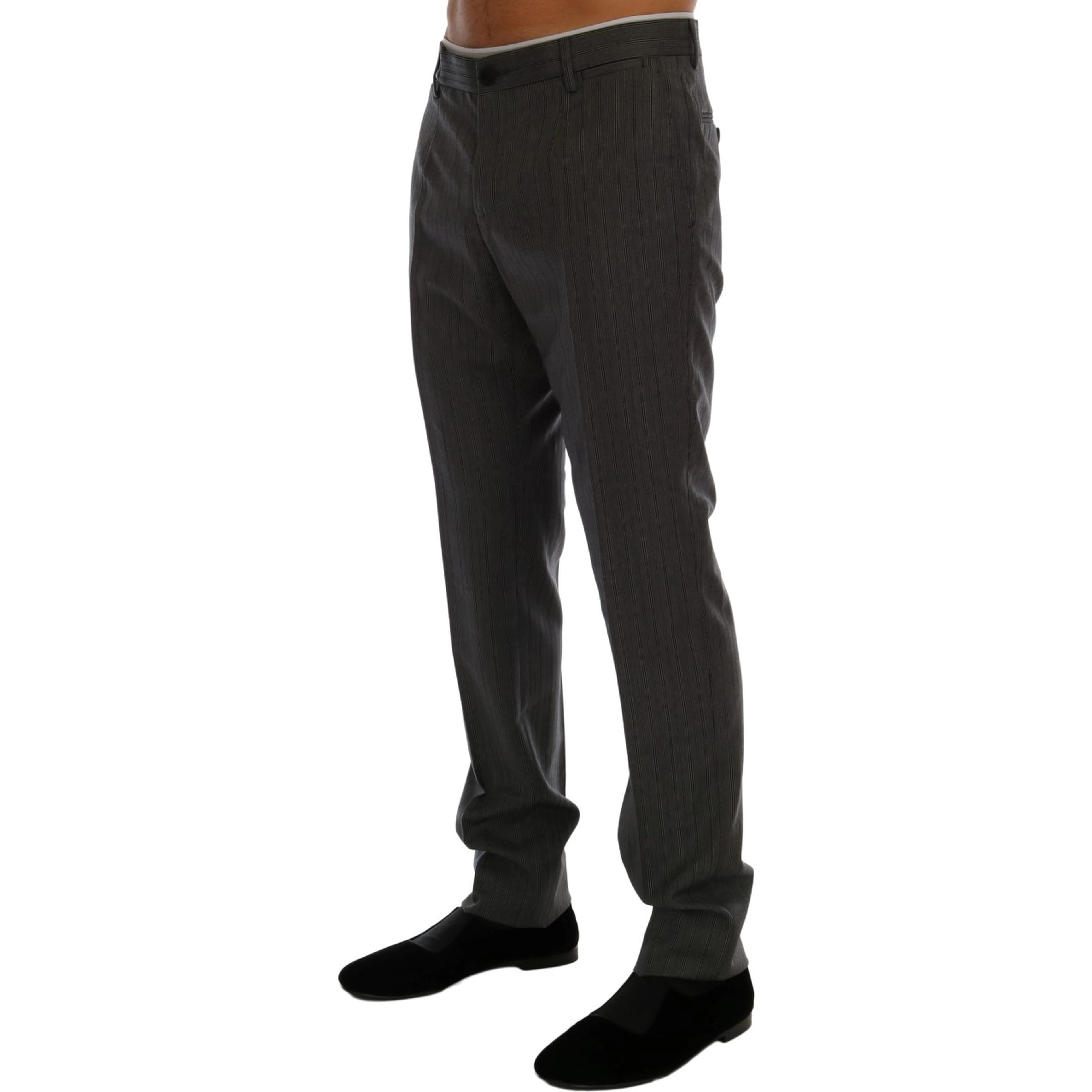 Gray Wool Striped Formal Pants