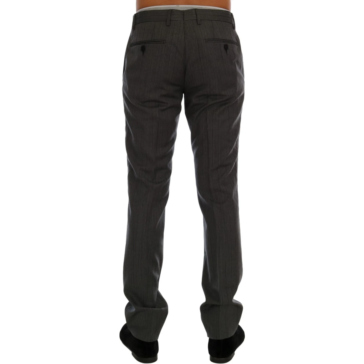Gray Wool Striped Formal Pants