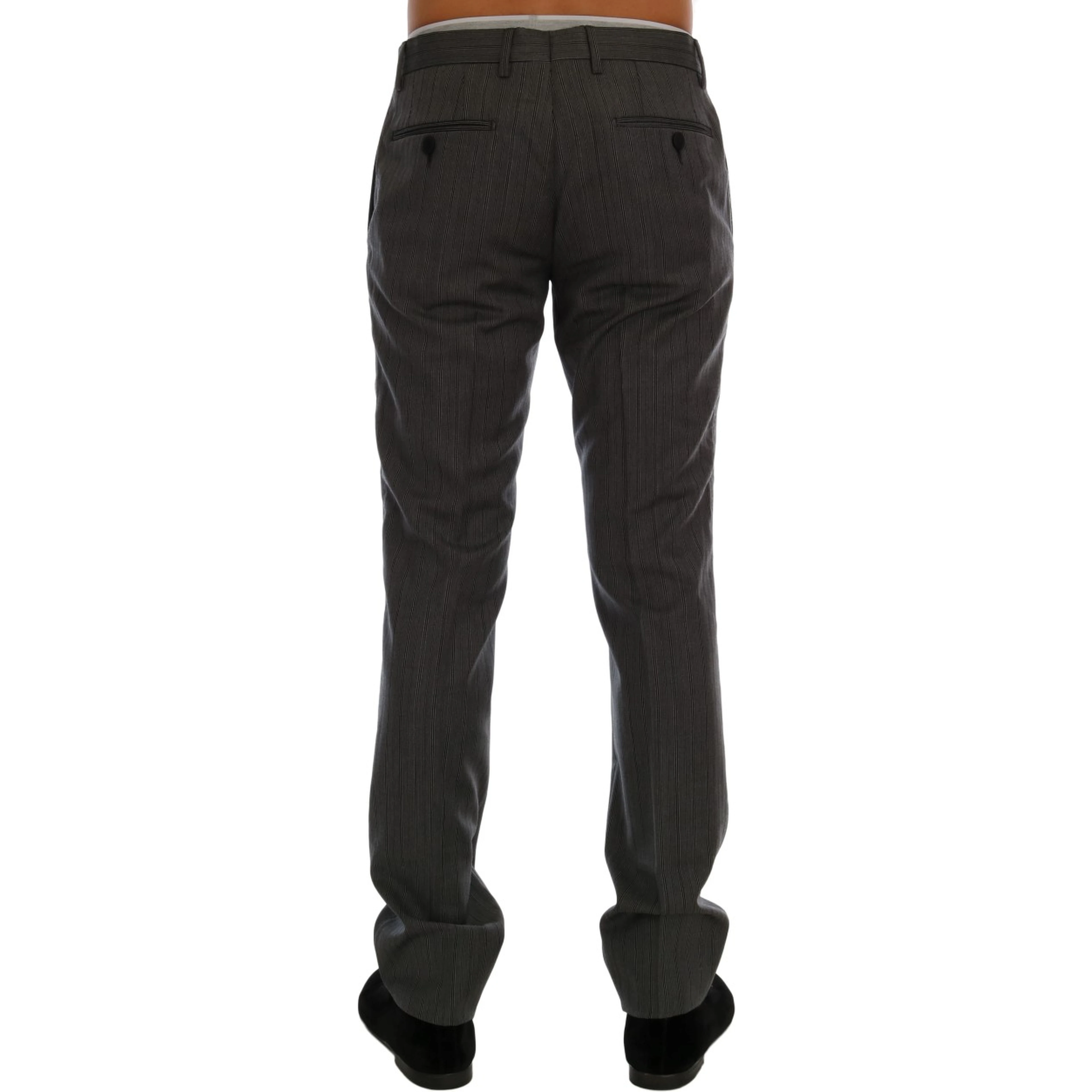 Gray Wool Striped Formal Pants