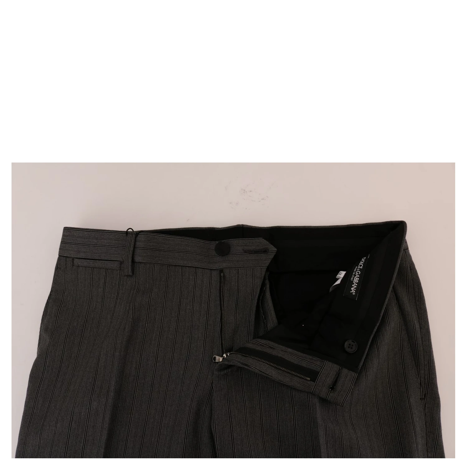Gray Wool Striped Formal Pants