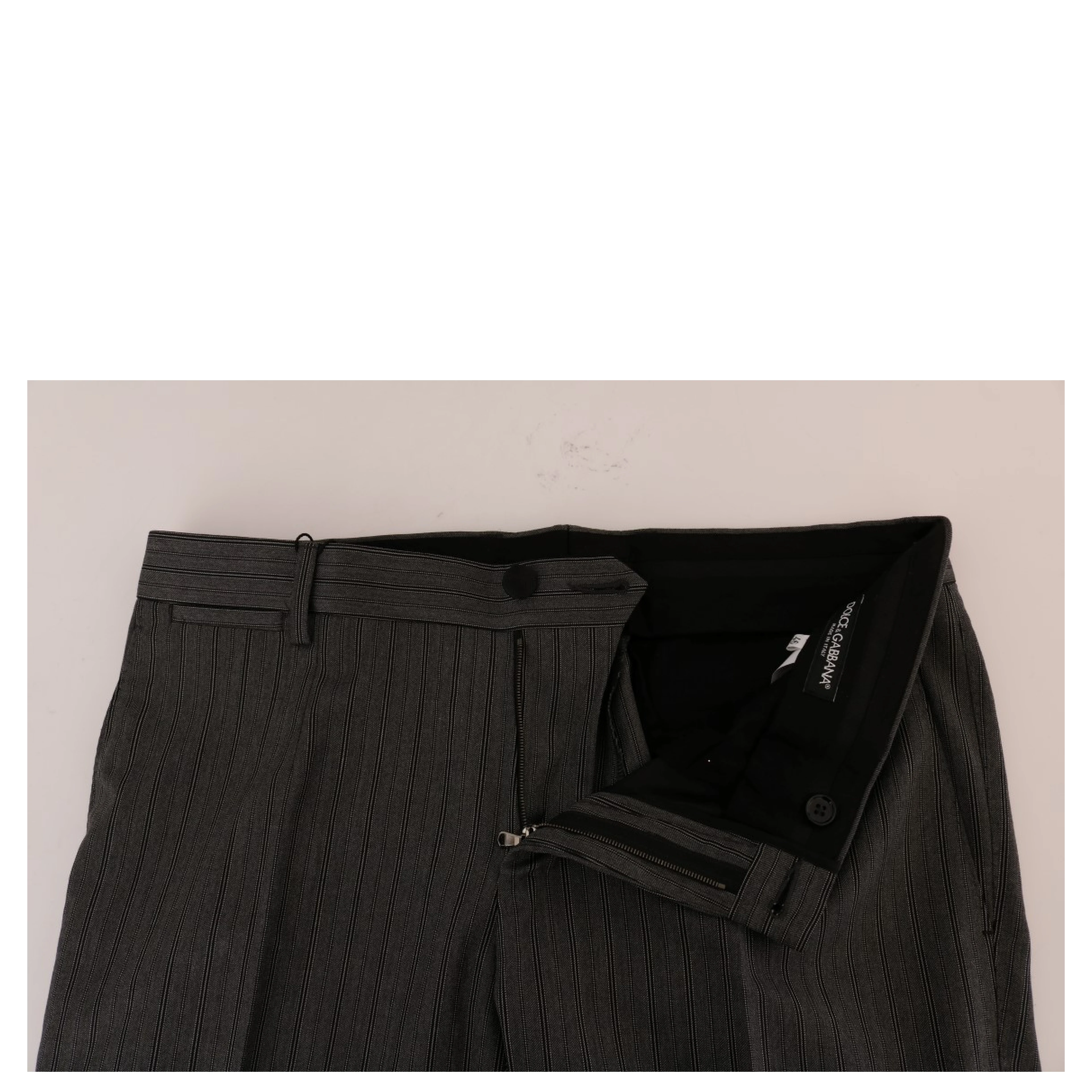 Gray Wool Striped Formal Pants