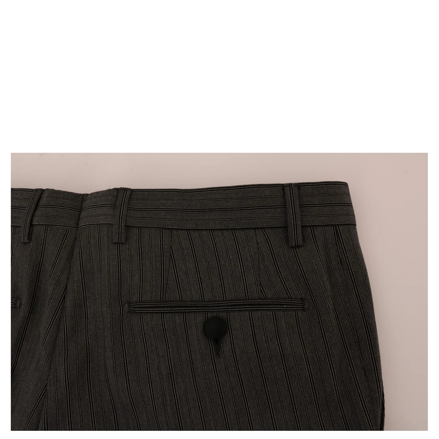 Gray Wool Striped Formal Pants