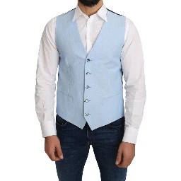 Blue Viscose Stretch Formal Coat Vest