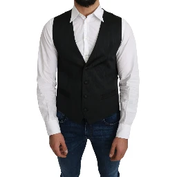 Gray 100% Silk Formal Coat Vest