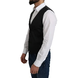 Gray 100% Silk Formal Coat Vest