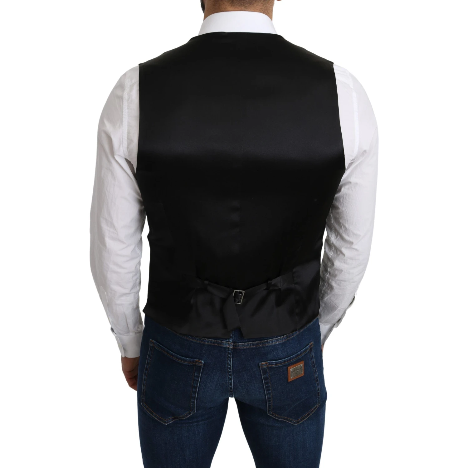 Gray 100% Silk Formal Coat Vest