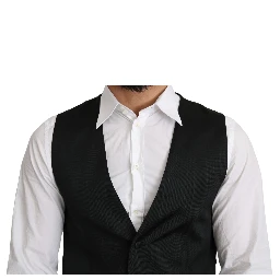 Gray 100% Silk Formal Coat Vest