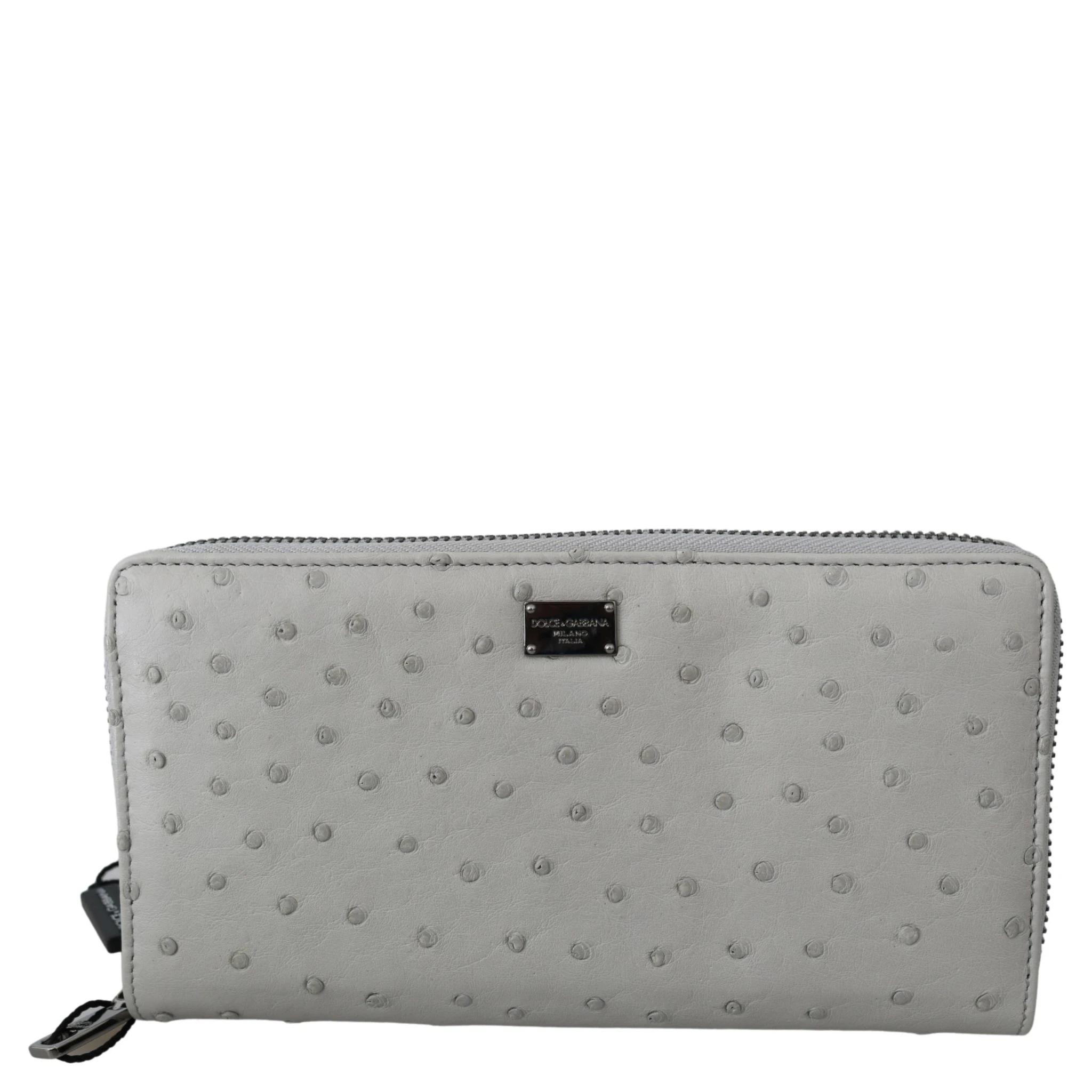 White Ostrich Leather Continental Mens Clutch Wallet