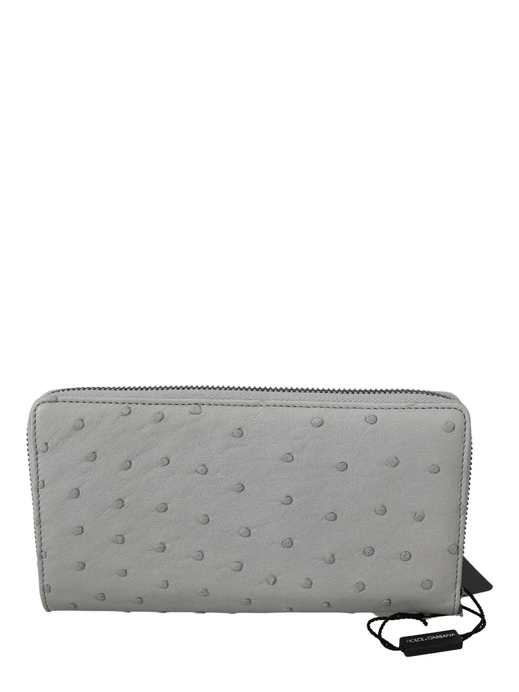 White Ostrich Leather Continental Mens Clutch Wallet alternative