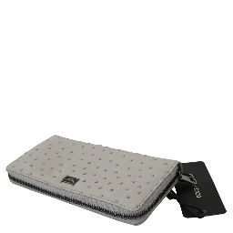 White Ostrich Leather Continental Mens Clutch Wallet