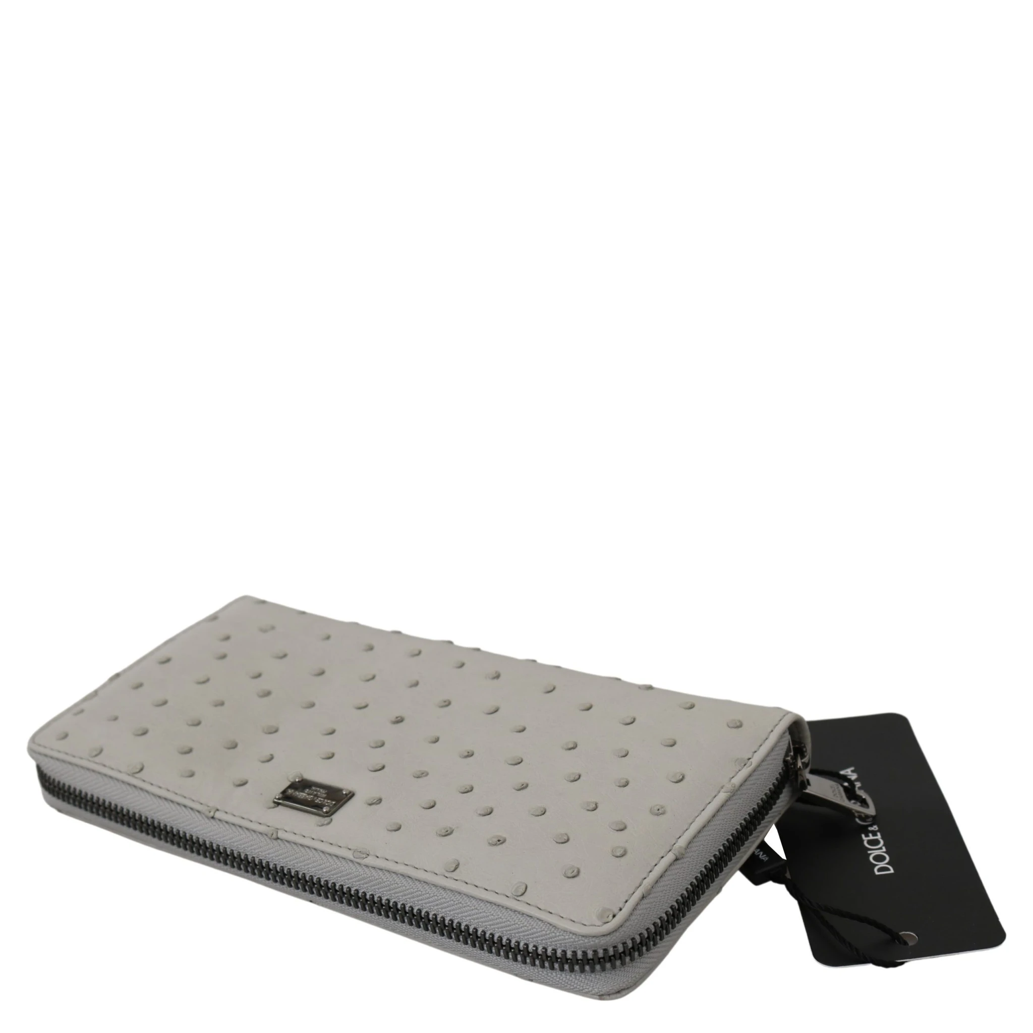 White Ostrich Leather Continental Mens Clutch Wallet