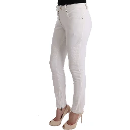 White Cotton Slim Fit Casual Pants