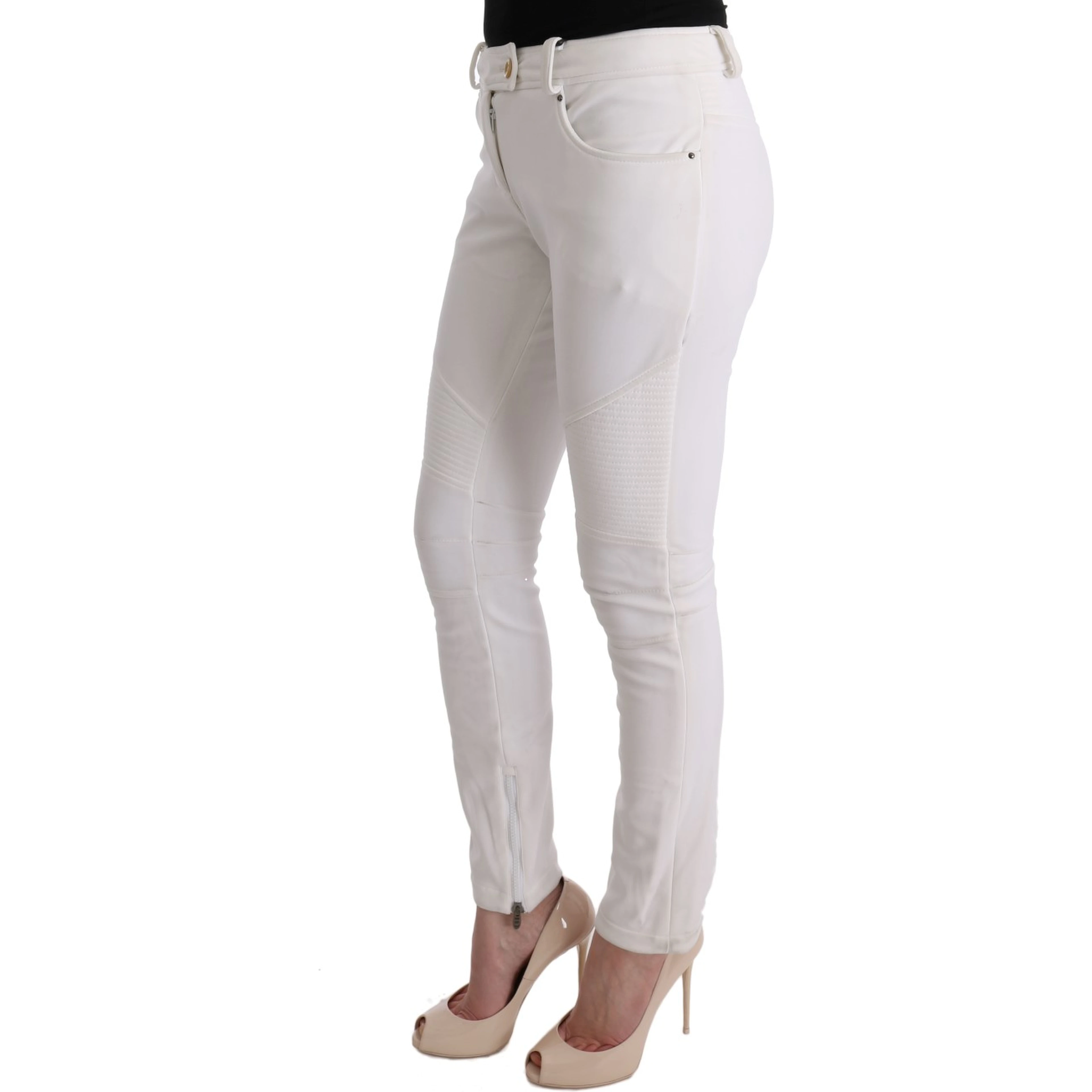 White Cotton Slim Fit Casual Pants