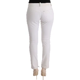 White Cotton Slim Fit Casual Pants