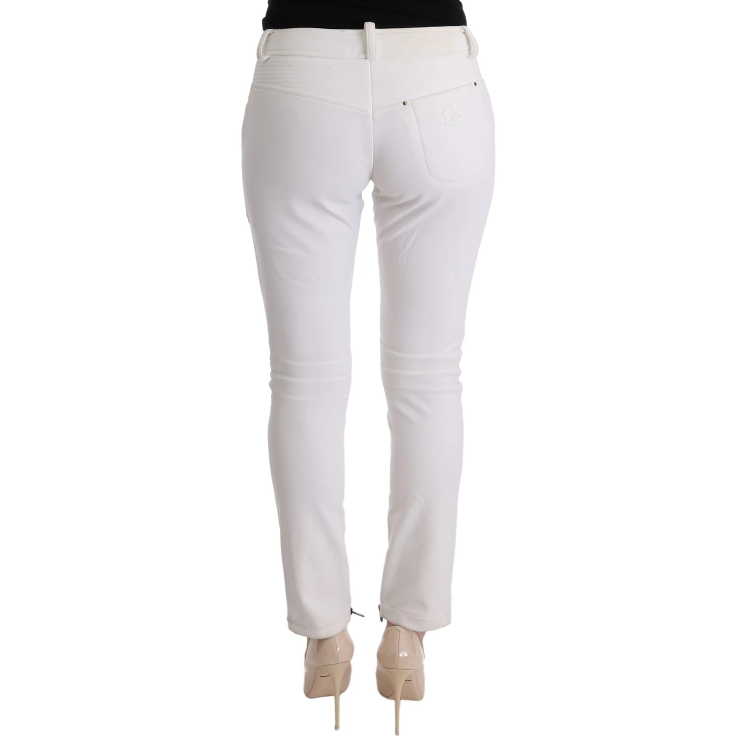 White Cotton Slim Fit Casual Pants