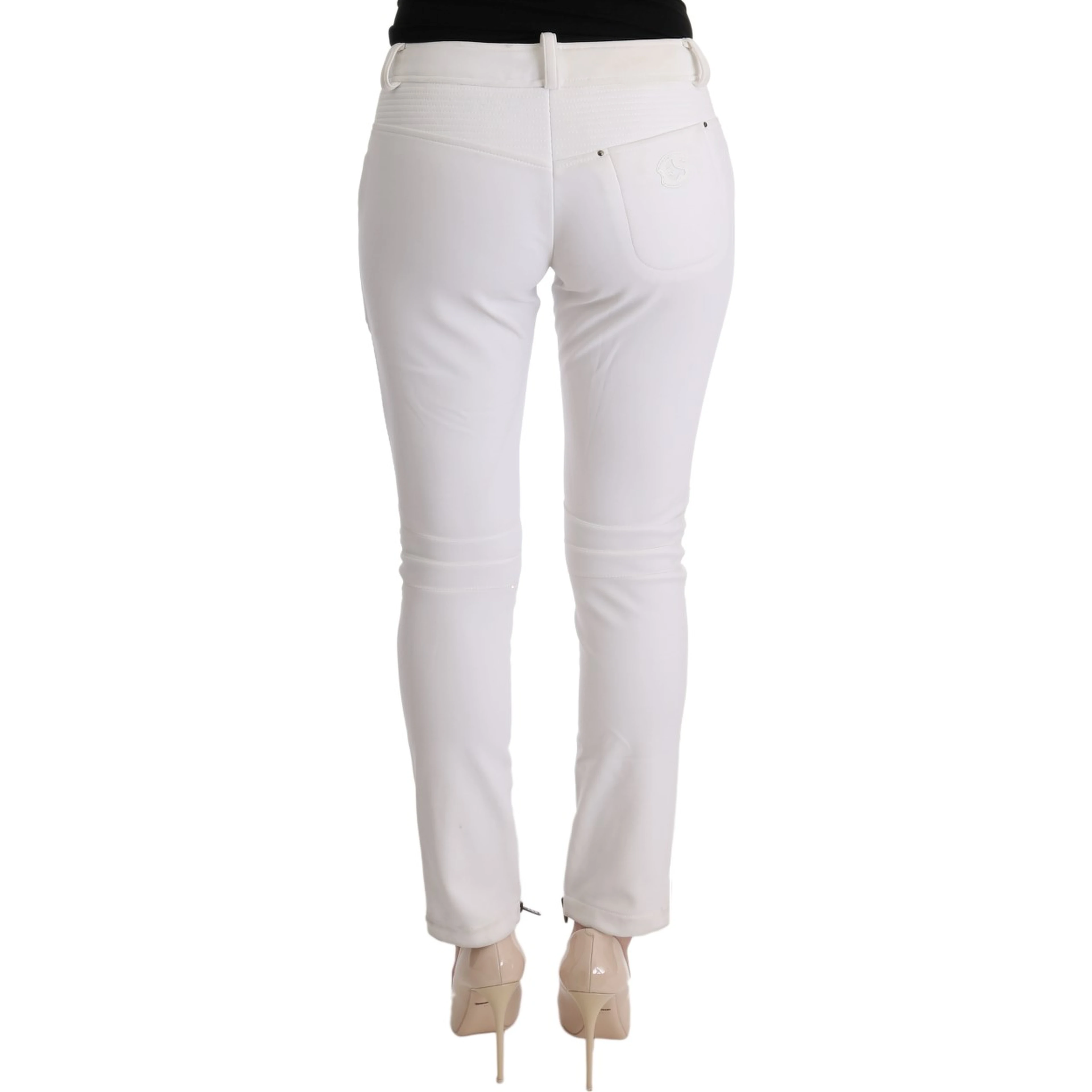 White Cotton Slim Fit Casual Pants