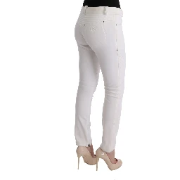 White Cotton Slim Fit Casual Pants