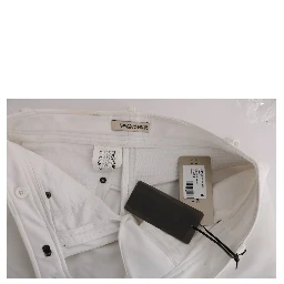 White Cotton Slim Fit Casual Pants
