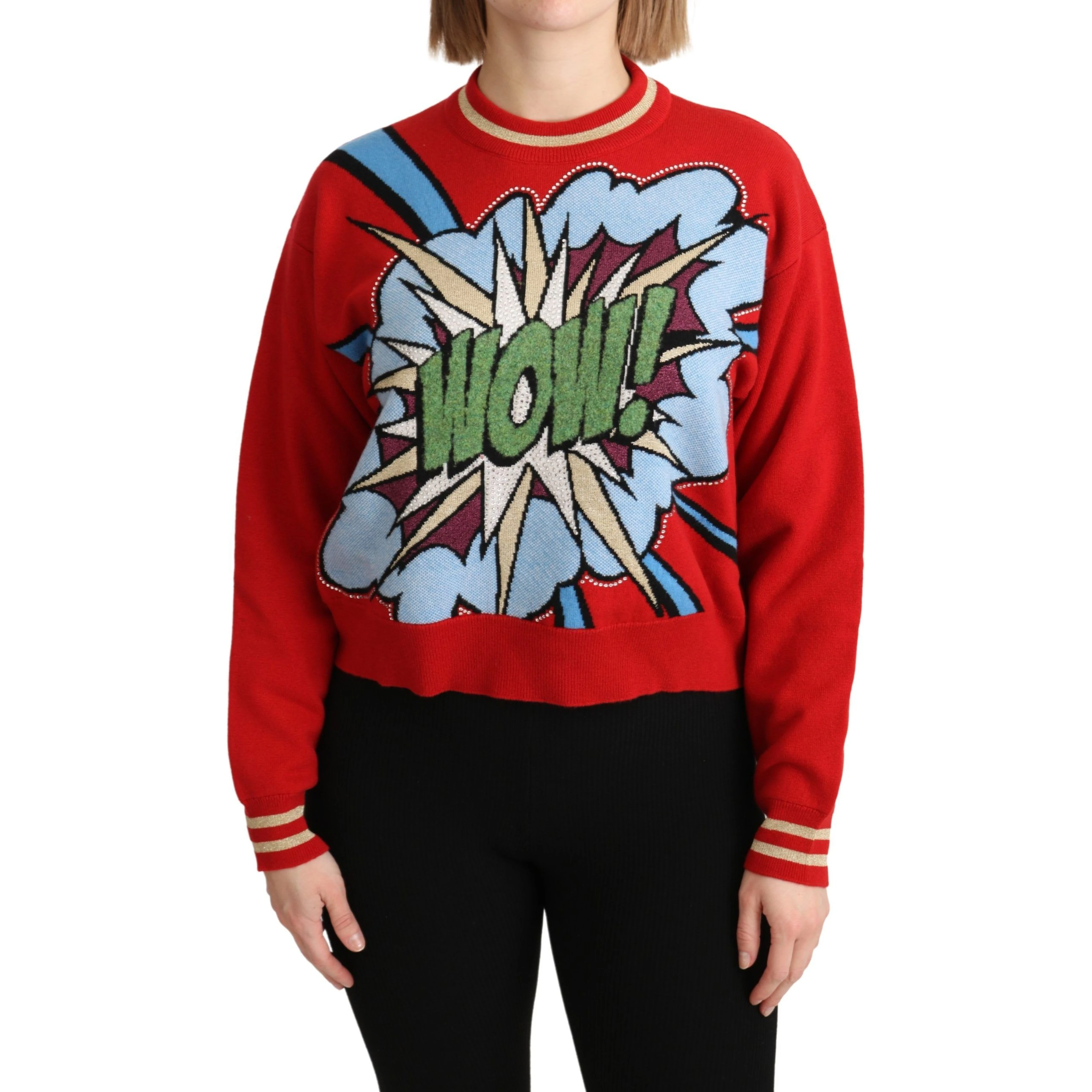 Red Knitted Cashmere Cartoon Top Sweater
