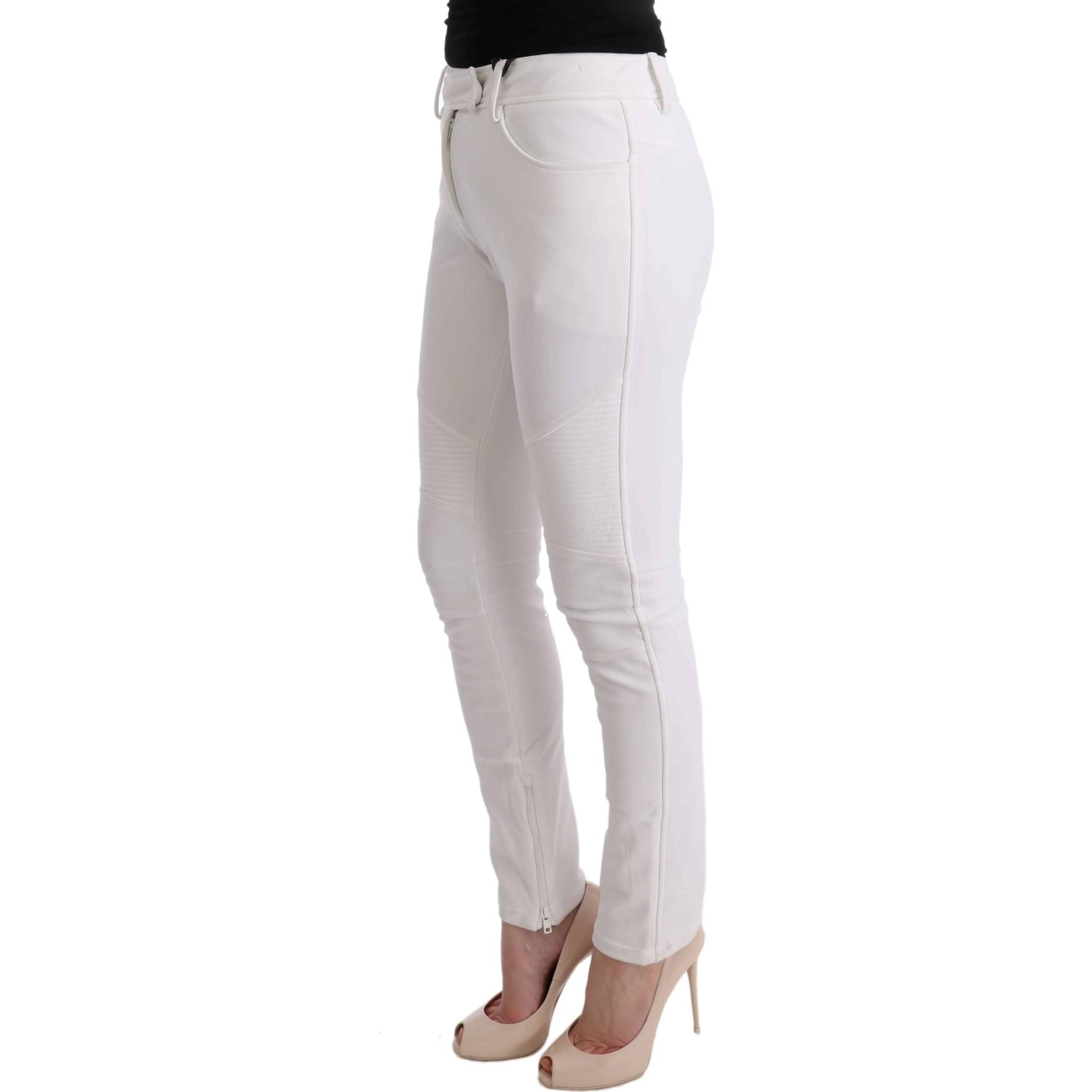 White Cotton Slim Fit Casual Pants