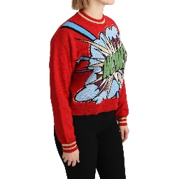 Red Knitted Cashmere Cartoon Top Sweater