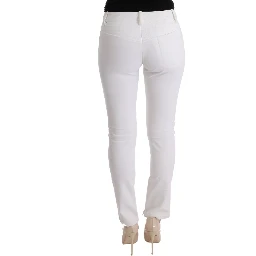 White Cotton Slim Fit Casual Pants