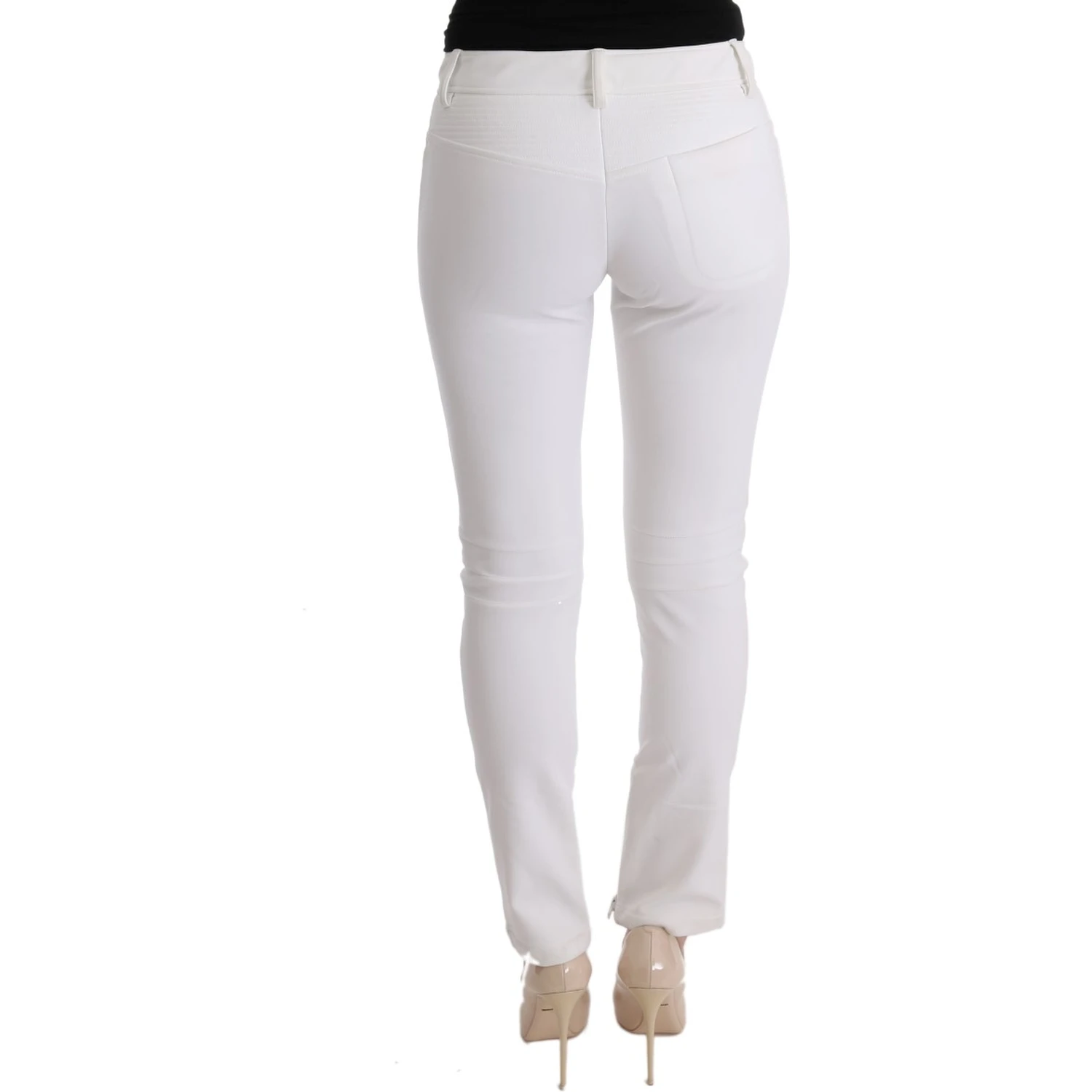 White Cotton Slim Fit Casual Pants