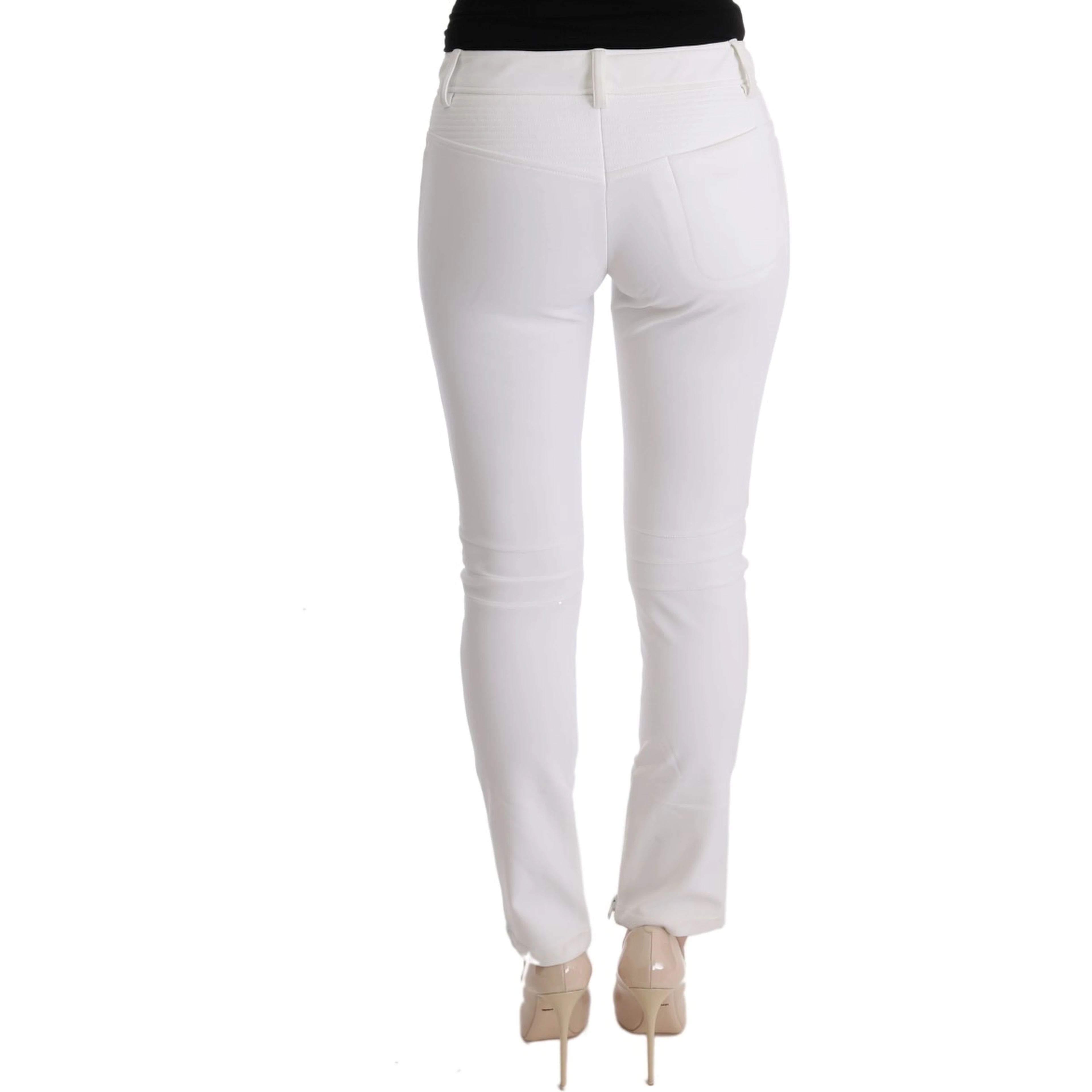 White Cotton Slim Fit Casual Pants